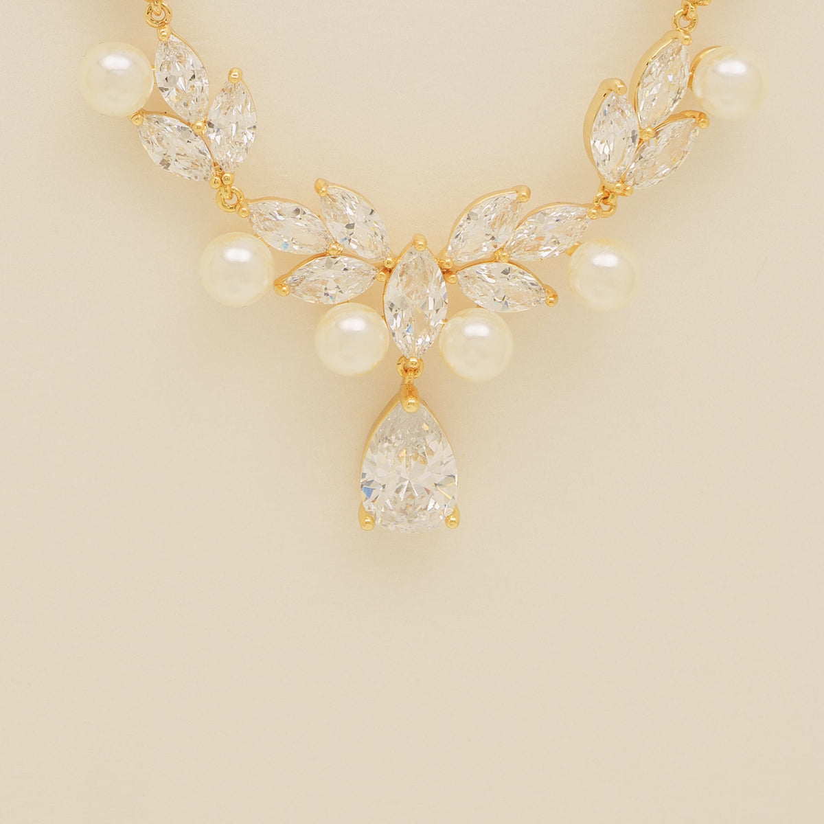 Lucia Pearl and Crystal Bridal Jewellery Set / Gold