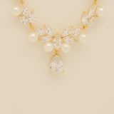 Lucia Pearl and Crystal Necklace / Gold