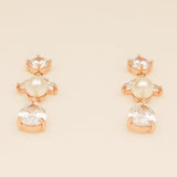 Lucia Pearl and Crystal Earrings / Rose Gold