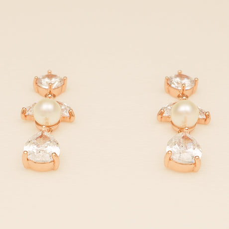 Lucia Pearl and Crystal Earrings / Rose Gold