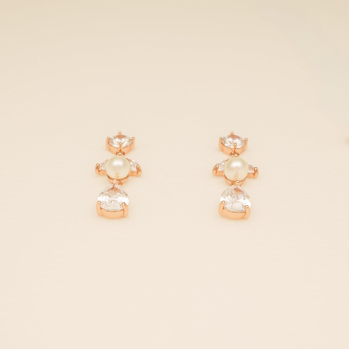Lucia Pearl and Crystal Bridal Jewellery Set / Rose Gold