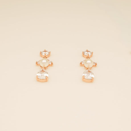 Lucia Pearl and Crystal Bridal Jewellery Set / Rose Gold