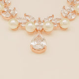 Lucia Pearl and Crystal Bridal Jewellery Set / Rose Gold