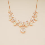 Lucia Pearl and Crystal Necklace / Rose Gold