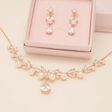 Lucia Pearl and Crystal Bridal Jewellery Set / Rose Gold