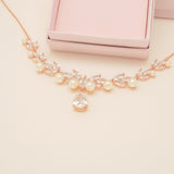 Lucia Pearl and Crystal Necklace / Rose Gold