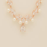 Lucia Pearl and Crystal Bridal Jewellery Set / Rose Gold