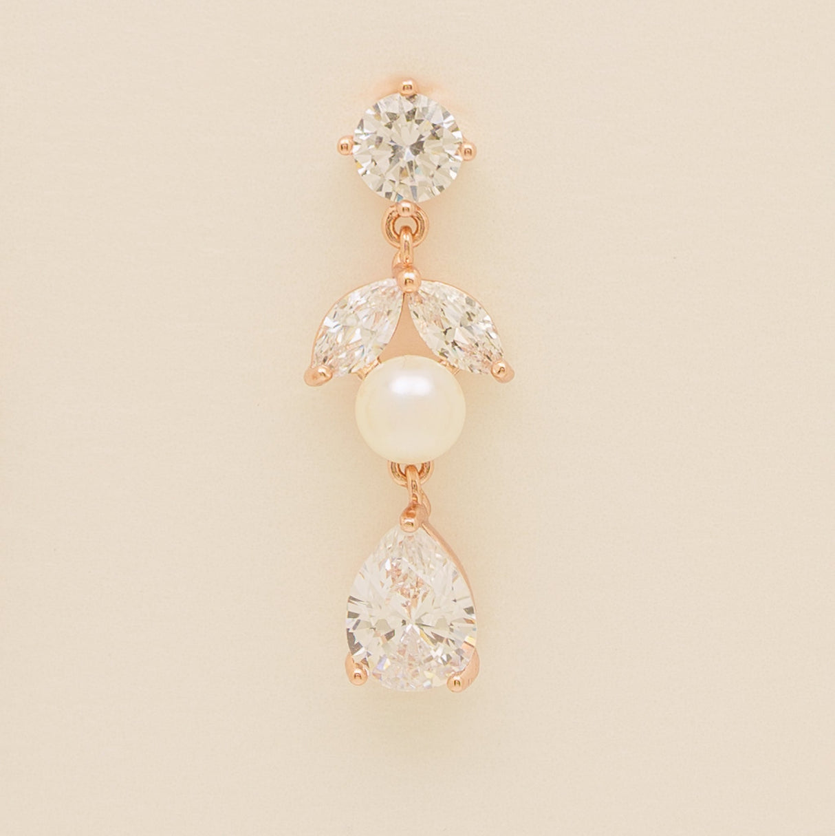 Lucia Pearl and Crystal Bridal Jewellery Set / Rose Gold