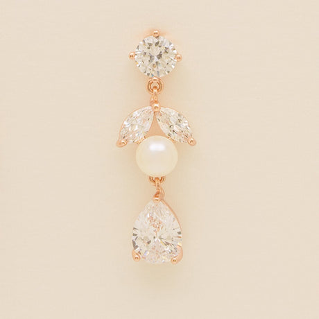 Lucia Pearl and Crystal Bridal Jewellery Set / Rose Gold