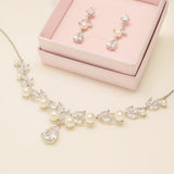 Lucia Pearl and Crystal Bridal Jewellery Set / Silver