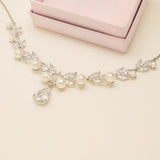 Lucia Pearl and Crystal Necklace / Silver