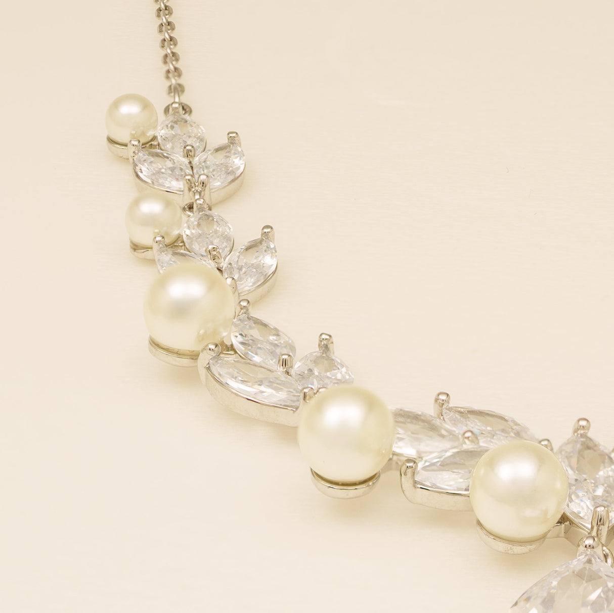 Lucia Pearl and Crystal Bridal Jewellery Set / Silver