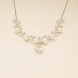Lucia Pearl and Crystal Necklace / Silver
