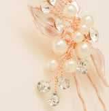 Millie Crystal and Pearl Leaves Wedding Hair Pin in Rose Gold photo 5