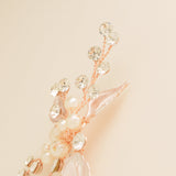 Millie Crystal and Pearl Leaves Wedding Hair Pin in Rose Gold photo 6