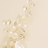 Millie Crystal and Pearl Wedding Hair Pin / Leaves / Silver