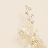 Millie Crystal and Pearl Wedding Hair Pin / Leaves / Silver