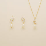 Olivia Pearl and Crystal Wedding Jewellery Set / Gold