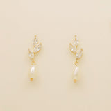 Olivia Pearl and Crystal Wedding Jewellery Set / Gold