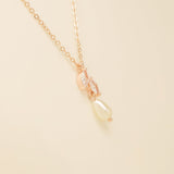 Olivia Pearl and Crystal Necklace / Rose Gold
