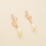 Olivia Pearl and Crystal Earrings / Rose Gold