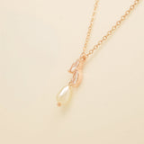 Olivia Pearl and Crystal Necklace / Rose Gold