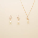 Olivia Pearl and Crystal Wedding Jewellery Set / Rose Gold