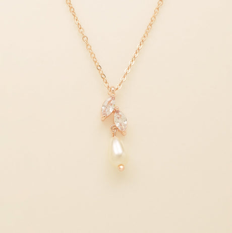Olivia Pearl and Crystal Wedding Jewellery Set / Rose Gold