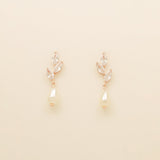 Olivia Pearl and Crystal Earrings / Rose Gold