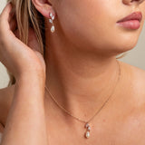 Olivia Pearl and Crystal Necklace / Rose Gold