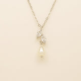 Olivia Pearl and Crystal Necklace / Silver