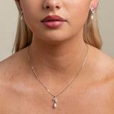 Olivia Pearl and Crystal Necklace / Silver
