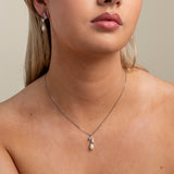 Olivia Pearl and Crystal Necklace / Silver