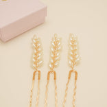 Pampas Style Pearl Sprigs Wedding Hair Pins / Gold