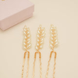 Pampas Style Pearl Sprigs Wedding Hair Pins / Gold