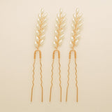 Pampas Style Pearl Sprigs Wedding Hair Pins / Gold