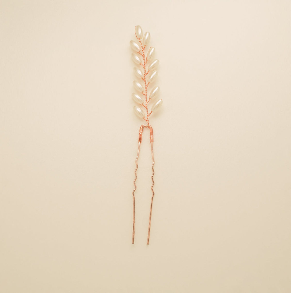 Pampas Style Pearl Sprigs Wedding Hair Pins / Rose Gold