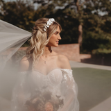 Poppy Romantic Ceramic Bridal Headband Crown / Silver