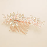 Sara Pearl and Crystal Wedding Hair Comb / Rose Gold