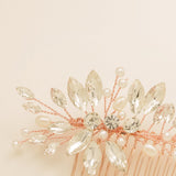 Sara Pearl and Crystal Wedding Hair Comb / Rose Gold