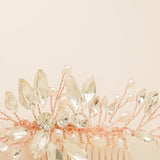 Sara Pearl and Crystal Wedding Hair Comb / Rose Gold