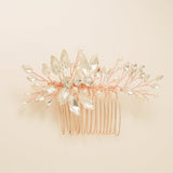 Sara Pearl and Crystal Wedding Hair Comb / Rose Gold