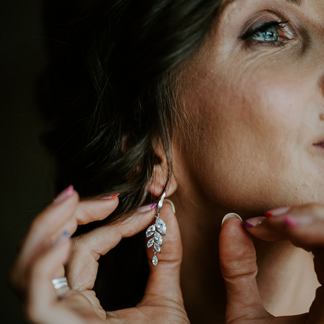 Fearne Crystal Wedding Earrings in Silver photo 5