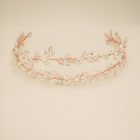 Ava Pearl and Crystal Bridal Headband in Rose Gold photo 5