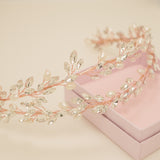 Ava Pearl and Crystal Bridal Headband in Rose Gold photo 8