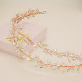 Ava Pearl and Crystal Bridal Headband in Rose Gold photo 9