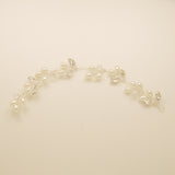 Tasha Short Pearl and Crystal Hair Vine in Silver