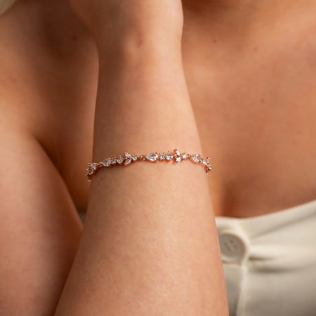 Cleo Crystal Wedding Bracelet / Rose Gold