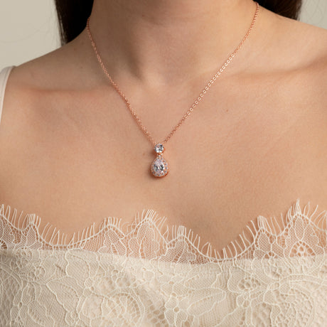 Club Classic Crystal Wedding Necklace in Rose Gold