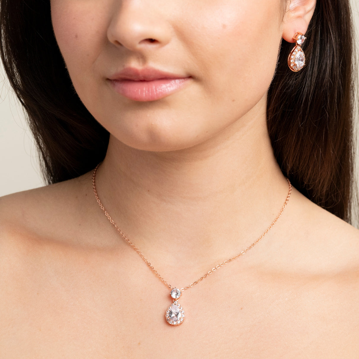 Club Classic Crystal Wedding Necklace in Rose Gold photo 4